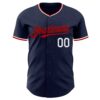 Custom Navy White-Red Authentic Baseball Jersey