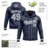 Custom Stitched Navy Gray-White Baseball Pullover Sweatshirt Hoodie