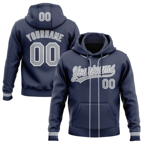 Navy1140_34b53018-259d-424f-9501-ef9d1b005aa3 Custom Stitched Navy Gray-White Baseball Pullover Sweatshirt Hoodie