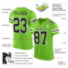 Custom Neon Green Black-White Mesh Authentic Football Jersey