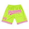 Custom Neon Green Pink-White Authentic Throwback Basketball Shorts