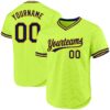 Custom Neon Green Navy-Gold Authentic Throwback Baseball Jersey