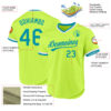 Custom Neon Green Teal-White Authentic Throwback Baseball Jersey