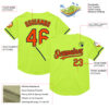 Custom Neon Green Orange-Navy Mesh Authentic Throwback Baseball Jersey