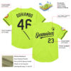Custom Neon Green Black Mesh Authentic Throwback Baseball Jersey