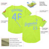 Custom Neon Green Light Blue Mesh Authentic Throwback Baseball Jersey