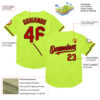Custom Neon Green Red-Black Mesh Authentic Throwback Baseball Jersey