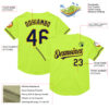 Custom Neon Green Navy-Gold Mesh Authentic Throwback Baseball Jersey
