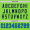 NeonGreen0240-3 Custom Neon Green Blue-Navy Mesh Authentic Throwback Football Jersey