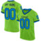 NeonGreen0240 Custom Neon Green Blue-Navy Mesh Authentic Throwback Football Jersey