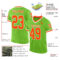 NeonGreen0242-1 Custom Neon Green Orange-White Mesh Authentic Throwback Football Jersey