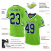 Custom Neon Green Navy-White Mesh Authentic Throwback Football Jersey