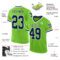 NeonGreen0243-1 Custom Neon Green Navy-White Mesh Authentic Throwback Football Jersey