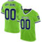 NeonGreen0243 Custom Neon Green Navy-White Mesh Authentic Throwback Football Jersey