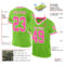NeonGreen0245-1 Custom Neon Green Pink-White Mesh Authentic Throwback Football Jersey