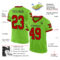 Custom Neon Green Red-Black Mesh Authentic Throwback Football Jersey