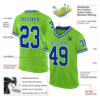 Custom Neon Green Royal-White Mesh Authentic Throwback Football Jersey