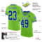 NeonGreen0250-1 Custom Neon Green Royal-White Mesh Authentic Throwback Football Jersey