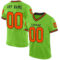 Custom Neon Green Orange-Black Mesh Authentic Throwback Football Jersey