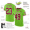 NeonGreen0253-1 Custom Neon Green Maroon-White Mesh Authentic Throwback Football Jersey