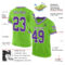 NeonGreen0254-1 Custom Neon Green Purple-White Mesh Authentic Throwback Football Jersey