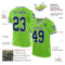 NeonGreen0271-1 Custom Neon Green Navy-White Mesh Authentic Throwback Football Jersey