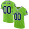 NeonGreen0271 Custom Neon Green Navy-White Mesh Authentic Throwback Football Jersey