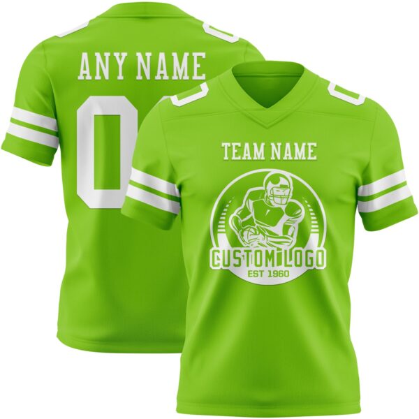 Custom Neon Green White Authentic Football Jersey