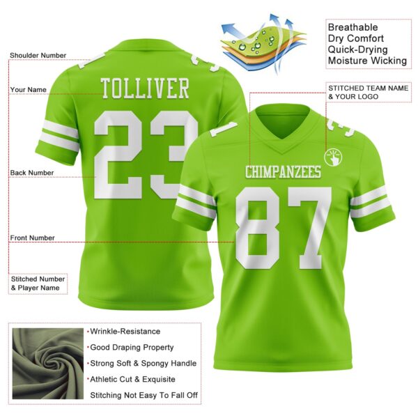 Custom Neon Green White Authentic Football Jersey
