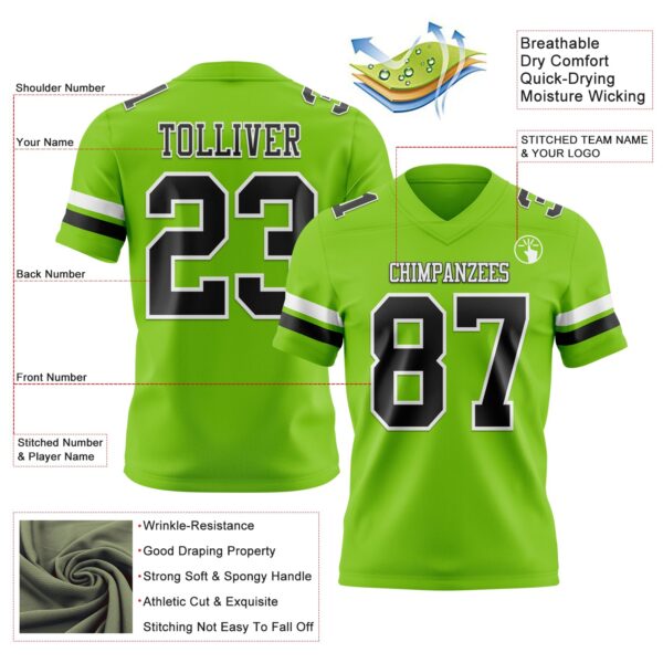 Custom Neon Green Black-White Authentic Football Jersey