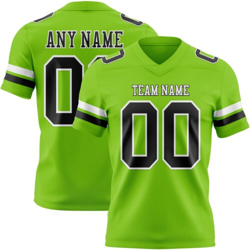 Custom Neon Green Black-White Authentic Football Jersey