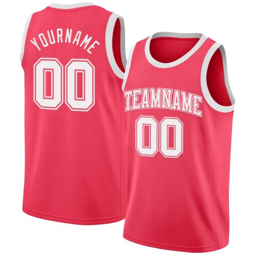 Custom Neon Pink White Authentic Basketball Jersey