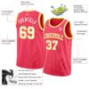 Custom Neon Pink White-Gold Authentic Basketball Jersey