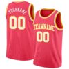 Custom Neon Pink White-Gold Authentic Basketball Jersey