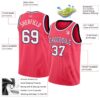 Custom Neon Pink White-Navy Authentic Basketball Jersey