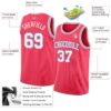 Custom Neon Pink White-Light Blue Authentic Basketball Jersey