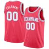 Custom Neon Pink White-Light Blue Authentic Basketball Jersey