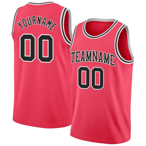 Custom Neon Pink Black-White Authentic Basketball Jersey