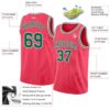 Custom Neon Pink Kelly Green-White Authentic Basketball Jersey
