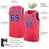 Custom Neon Pink Royal-White Authentic Basketball Jersey