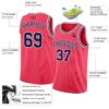 Custom Neon Pink Navy-White Authentic Basketball Jersey