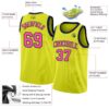 Custom Neon Yellow Pink-Navy Authentic Basketball Jersey