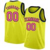 Custom Neon Yellow Pink-Navy Authentic Basketball Jersey