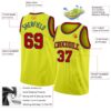 Custom Neon Yellow Red-Royal Authentic Basketball Jersey