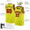 Custom Neon Yellow Red-Black Authentic Basketball Jersey