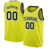 Custom Neon Yellow Navy-White Authentic Basketball Jersey