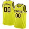 Custom Neon Yellow Brown-White Authentic Basketball Jersey