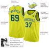 Custom Neon Yellow Green-White Authentic Basketball Jersey