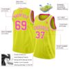 Custom Neon Yellow Pink-White Authentic Basketball Jersey