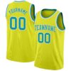 Custom Neon Yellow Teal-White Authentic Basketball Jersey